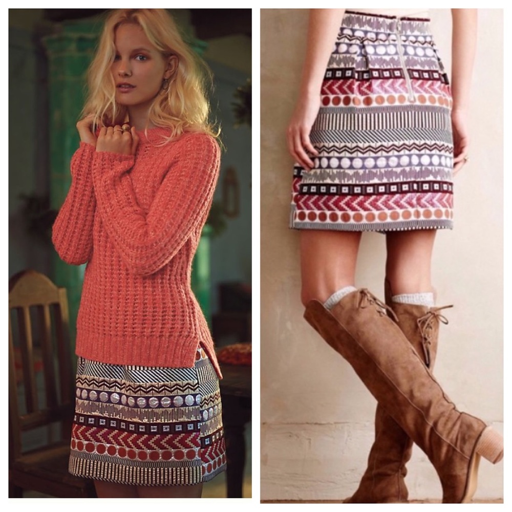 Anthro Nomad Morgan Carper Glistened Geo Skirt